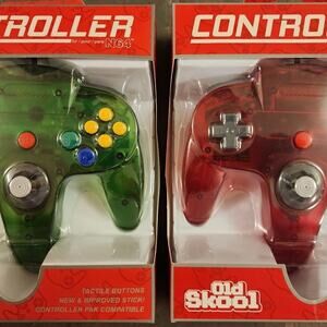 2 N64 Controllers - Jungle Green & Watermelon (NEW) - Nintendo - Funtastic